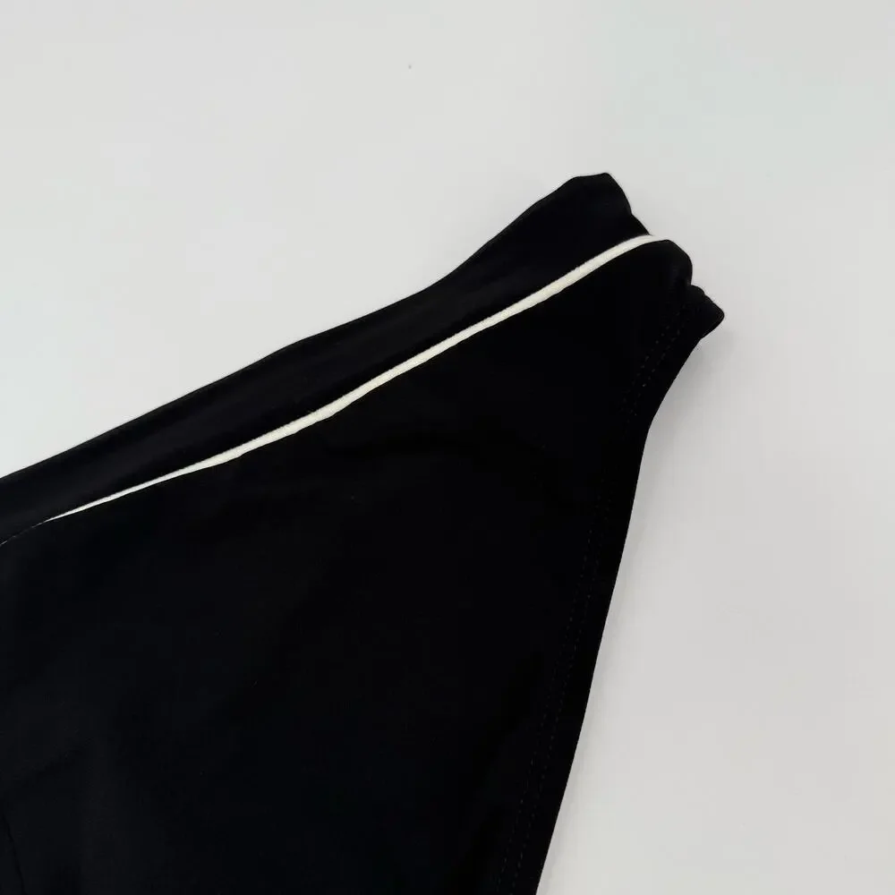 Robin Piccone Malia Banded Bikini Bottoms Size Large NEW Black White Swim NWOT